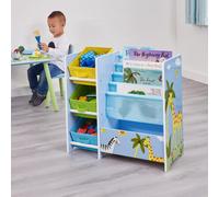 Safari Book Display Unit with Fabric Storage Boxes Liberty House Toys Pale Blue One Size