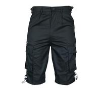 Safari Cargo Combat Military Shorts Sizes 30" - 44" in 9 Camo & Plain Colours!! (32, Plain Black)