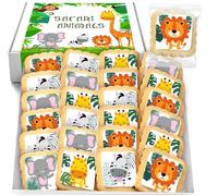 Safari Cookies Animal Zoo Party Favors baby shower birthday Individually Wrapped Theme 24 Pack Bulk for Kids Birthday Party Sugar Cookie