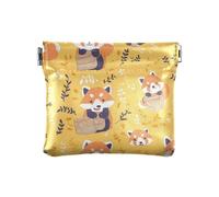 Safari Cute Lesser Panda Yellow Women's Leather Coin Purse Wallet Cute Makeup Bag Change Purse for Women