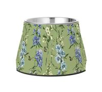 Safari Delphinium Sage Green Bowls for Pets Non Skid Stainless Steel Cat Food Dishes for Medium Dogs Slow Down Eating