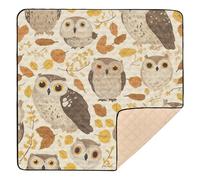 Safari Forest Owls Autumn Soft Thick Baby Gym Play mat for Floor Water Resistant Foldable Activity Gym Mat for Babies Infants Toddlers, 50'' x 50''con Musica para Bebes