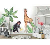 Safari Giraffe Wall Decal Set Kids Removeable for Children's Bedroom Nursery Novelty Stickers Africa