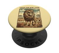 Safari Hair Don't Care Lion Sunglasses Retro Savannah Funny PopSockets Adhesive PopGrip
