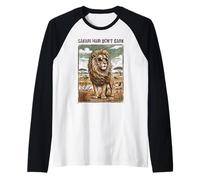 Safari Hair Don't Care Lion Sunglasses Retro Savannah Funny Raglan Baseball Tee