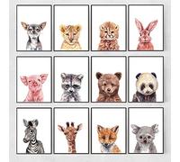 Safari Jungle Woodland Animals Nursery Prints Set Baby Kids Room Wall Art Decor Playroom Wall Print Poster (A4-21 x 29.7cm, 112 - Tiger)
