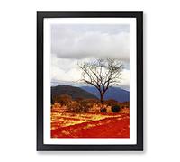Safari Kenya Landscape Africa Landscape Modern Framed Print | A2 Black Framed Wall Art | Ready to Hang | Modern Nature Picture | Living Room Bedroom Lounge Office
