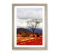 Safari Kenya Landscape Africa Landscape Modern Framed Print | A3 Oak Framed Wall Art | Ready to Hang | Modern Nature Picture | Living Room Bedroom Lounge Office