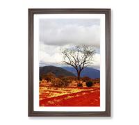 Safari Kenya Landscape Africa Landscape Modern Framed Print | A3 Walnut Framed Wall Art | Ready to Hang | Modern Nature Picture | Living Room Bedroom Lounge Office