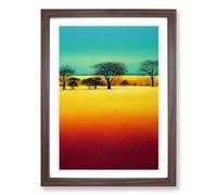 Safari Landscape View Framed Print | A2 Walnut Framed Wall Art | Ready to Hang | Modern Nature Picture | Living Room Bedroom Lounge Office