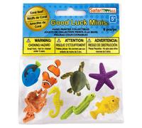 Safari Ltd. Good Luck Minis Coral Reef Fun Pack - 8 Mini Figurines: Pufferfish Clownfish Starfish Sea Turtle Seahorse Octopus Blue Tang Moray E