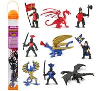 Safari Ltd. Knights & Dragons TOOB - 9 Mini Figurines with Knights, Drake, Tiamat, Wyvern, and Peluda Dragon - Toy Figures for Boys, Girls & Kids Ages