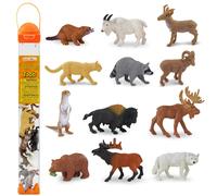 Safari Ltd. North American Wildlife TOOB - 12 Hand-Painted Mini Figurines Including Grizzly Bear Bison Moose & More - Educational Toy Fig