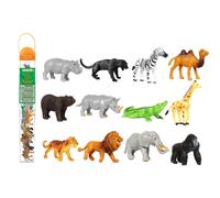 Safari Ltd. Wild TOOB - 12 Mini Figurines: Giraffe, Bear, Tiger, Camel, Lion, Crocodile, Gorilla, Hippo, Rhino, Zebra, Panther, Elephant - Educationa