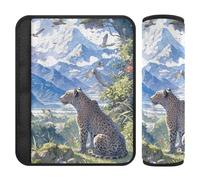 Safari Mountain Wild Leopard Safari 2 pcs car seat Cover Protects Your Neck and Shoulders for SUV funda para cinturón de carro