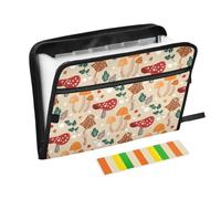 Safari Mushroom Pattern Design Autumn Nature File Folder Organizer A4 Size Folder with Dividers with Zipper Poly File Folders Organizer with Zipper for Dietitian Tactical