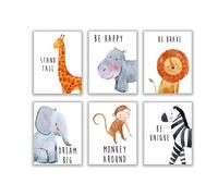 Safari Nursery Decoration - Animal Prints for Nursery & Playroom - Set of 6 - 8x10 in Wall Art