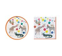 Safari Party Paper Plates & Safari Animal Paper Napkins Bundle