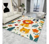Safari Rug for Nursery - Safari Rug - Cute Cartoon Animal Leaf Rugs, Kids Playroom Baby Carpet, Washable Rug Non Slip Low Pile Soft Large Area Rugs, Safari Home Decor Gifts, 120 X 180 cm