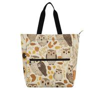 Safari Safari Owls Autumn Book Tote Bag for Kids Adults, Gothic Large Reusable Book Bag Grocery Bag with Zipper for College Shopping Beach Rainbow school supplies