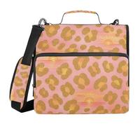 Safari Seasons Leopard Print - Sunset 3 Rings Zippered Binder Bag with Handle and Removable Shoulder Strap Waterproof Portfolio Organizer for School/Office
