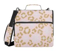 Safari Seasons Leopard Print - Winter Snowflakes 3.5cm, 3 rings, Binder Organizer with Strap, Easy to carry, Portable Wallet for Office, School