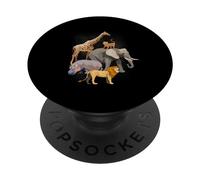 Safari Squad African Zoo Animals Lion Giraffe Animal Lover PopSockets Adhesive PopGrip