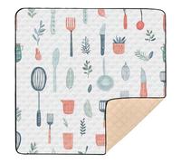 Safari Style Kitchen Tool White Cute Foldable Baby Play Mat for Indoor Outdoor Comfortable Activity Gym Mat for Babies Infants Toddlers, 50'' x 50''