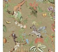 Holden Safari Symphony Bold Mistical Animals Style Colourful Motif Quirky Wallpaper for Nurseries, Living Rooms, Feature Walls Gold (14263)