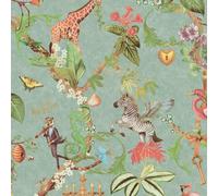 Holden Decor Safari Symphony Soft Teal Wallpaper, Blue
