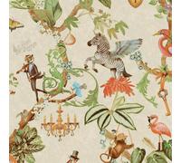 Holden Safari Symphony Bold Mistical Animals Style Colourful Motif Quirky Wallpaper for Nurseries, Living Rooms, Feature Walls Taupe (14260)
