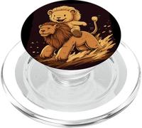 Safari Teddy Bear Teams Up with a Lion for a Cool Look PopSockets PopGrip for MagSafe