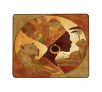 Safari Wildlife Round Mouse Pad, Earth Tone Animal Art Design Stitched Edge Mousepad, Rubber Non-Slip Washable Gaming Mouse Pad for Home and Office Use Square 8x10 Inch