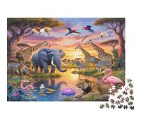 Safari Wildlife Scene 1000 Pieces Extra-Thick Cardboard DIY Jigsaw Puzzle, Cognitive Development & Rehabilitation Puzzle, Leisure Activity, Premium Quality Puzzle 70x50cm/1000pcs