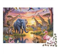 Safari Wildlife Scene 1000 Pieces Jigsaw Puzzle for Kids African Safari Animals with Attention-Deficit Issues Challenging & Brainteasing 38x26cm/1000pcs
