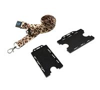 Safari/Zoo Animal Print Lanyard with Safety Breakaway & Double Card Holder (Cheetah Lanyard with Vertical Card Holder)