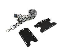 Safari/Zoo Animal Print Lanyard with Safety Breakaway & Double Card Holder (Panda Lanyard with Vertical Card Holder)