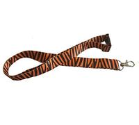 Safari/Zoo Animal Print Lanyard with Safety Breakaway & Double Card Holder (Tiger Lanyard with Horizontal Lanyard)