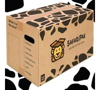 SAFARIPAK - 10 Pack Strong Large 52cm x 30cm x 30cm Reusable Cardboard Storage Packing Moving House Boxes with Carry Handles and Room List Checkboxes - 47 Litres Capacity
