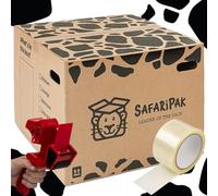 SAFARIPAK - 15 Pack Strong Extra Large Reusable Cardboard Storage Packing Moving House Boxes 52cm x 52cm x 40cm with Carry Handles & Room List Checkboxes - 108 Litre Capacity - Inc 66m Tape & Tape Gun