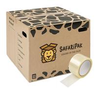 SAFARIPAK - 15 x Extra Large 52cm x 52cm x 40cm Strong Reusable Cardboard Storage Packing Moving House Boxes with Carry Handles and Room List Checkboxes - 108 Litres Capacity - Inc. 66m Roll of Tape