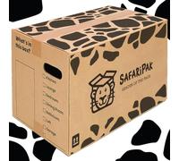 SAFARIPAK - 25 Pack Strong Large Reusable Cardboard Storage Packing Moving House Boxes 52cm x 30cm x 30cm with Carry Handles and Room List Checkboxes - 47 Litres Capacity