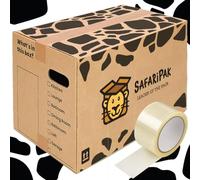 SAFARIPAK - 30 Pack Strong Large 52cm x 30cm x 30cm Reusable Cardboard Storage Packing Moving House Boxes with Carry Handles and Room List Checkboxes - 47 Litres Capacity - Inc. 66m Roll of Tape