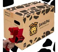 SAFARIPAK - 30 Pack Strong Large 52cm x 30cm x 30cm Reusable Cardboard Storage Packing Moving House Boxes with Carry Handles and Room List Checkboxes - 47 Litres Capacity - Inc. Tape Dispenser Gun