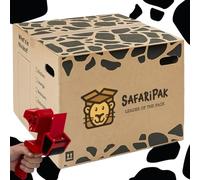SAFARIPAK - 5 Pack Strong Extra Large 52cm x 52cm x 40cm Reusable Cardboard Storage Packing Moving House Boxes with Carry Handles & Room List Checkboxes - 108 Litres Capacity - Inc Tape Dispenser Gun