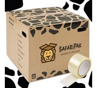 SAFARIPAK - 5 Pack Strong Extra Large 52cm x 52cm x 40cm Reusable Cardboard Storage Packing Moving House Boxes with Carry Handles and Room List Checkboxes - 108 Litres Capacity - Inc 66m Roll of Tape