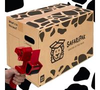 SAFARIPAK - 5 Pack Strong Large Reusable Cardboard Storage Packing Moving House Boxes 52cm x 30cm x 30cm with Carry Handles and Room List Checkboxes - 47 Litres Capacity - Inc. Tape Dispenser Gun