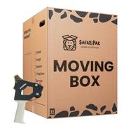 SAFARIPAK - 5 Pack Strong Tall Extra Large 60cm x 44.5cm x 44cm Cardboard Storage Packing Moving House Boxes with Carry Handles & Room List Checkboxes - 115 Litres Capacity - Inc Tape Dispenser Gun