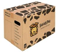 SAFARIPAK - 5 x Large Strong 52cm x 30cm x 30cm Reusable Cardboard Storage Packing Moving House Boxes with Carry Handles and Room List Checkboxes - 47 Litres Capacity