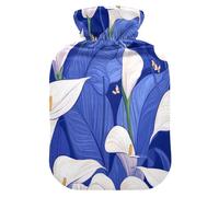 Safaris Calla Lily Royal Blue Water Bottle for hot Water with Soft Cover 2L Bottle Bag for Period Cramps Period Cramps